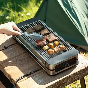 Enjoy Outdoor Grilling with AMERZIS Portable Stainless Steel Camping BBQ Grill – Perfect for Backyard BBQs and Camping