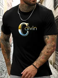 Short Sleeve T-Shirt Calvin Men's 100% Cotton Pattern Printed Menswear Shirt Summer Round Neck Breathable Casual Fashion Cool Tee