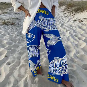 Coastal core sardine print wide leg pants —Vacation-ready & effortlessly cute,super flowy & so cute for summer