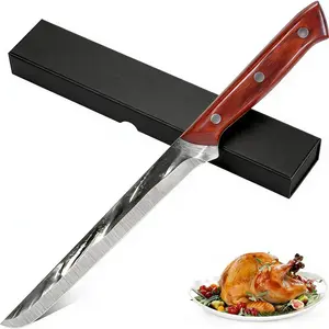 8" Carving  - Professional Brisket Slicing  for BBQ, Turkey, Ham | High Carbon Stainless Steel | Rosewood Handle |  Box Included