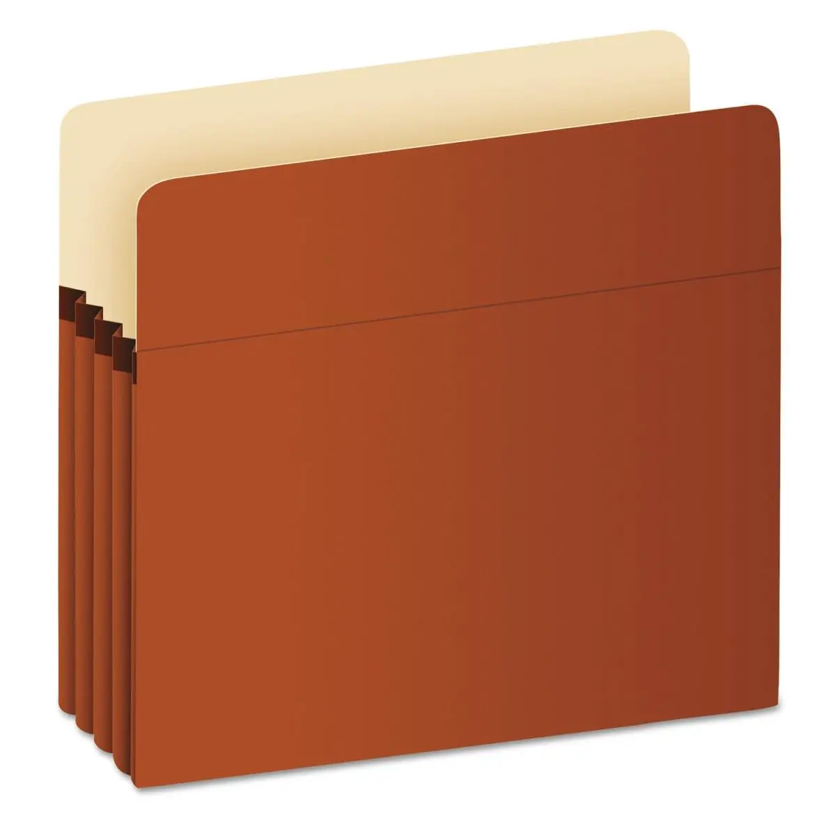 Pendaflex PFXS24E Red Fiber Bulk Pocket File - Top Tab, Straight Tab Cut, 3.5 in. Tear-Resistant Gussets, Fully Lined, Pack of 50, Keeps Papers & Letters Organized