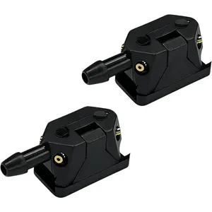2 count Front Windshield Washer Nozzles, 4 Holes Arm Mounted Wiper Sprayer, Universal Auto Left Right Windshield Washer Squirter Nozzle Replacement for   SUVs (Black)