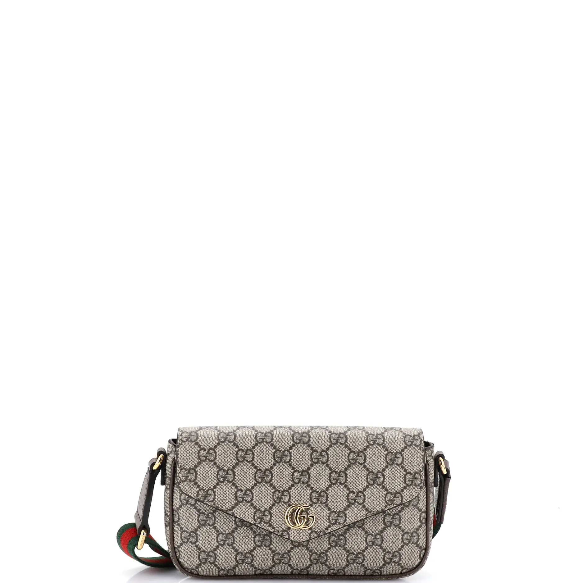 Pre-owned GUCCI Canvas Coated Shoulder Bags Ophidia Envelope Flap Shoulder Bag GG Coated Canvas Mini by Rebag