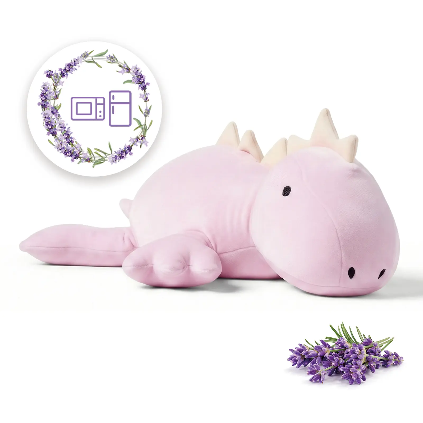 Microwavable Heating Pad Blue Winged Dragon Plush - 1.4 Lb Weighted Stuffed Animal Toy with Tourmaline Beads & Lavender - 16" Squished Long Dinosaur Pillow - Lumbar Back Cushion Lasting Warmth