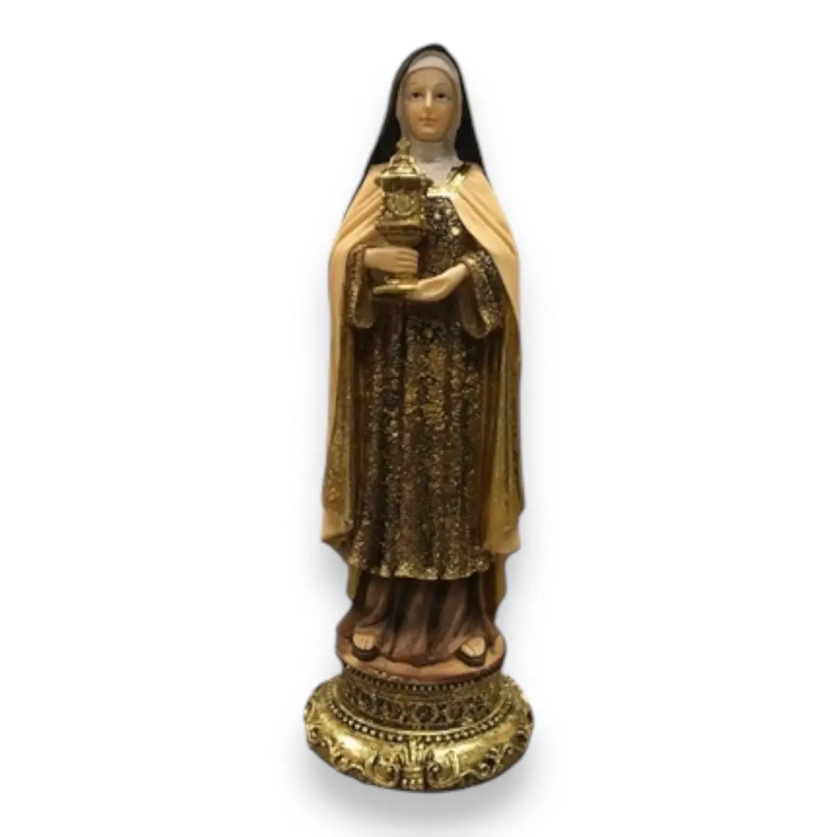 Resin Saint Clare Figurines, 12 in and 5 in Standing Religious Decoration for Home Decor