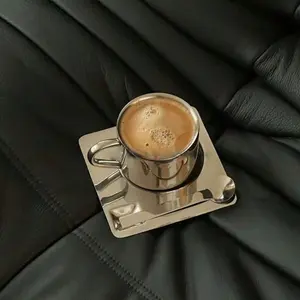 1pc Nordic Style Metal Coffee Cup Set, Simple Home Restaurant Design, Minimalist Coffee Tableware, Blogger Cutlery