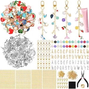 636Pcs Lip Gloss Charms Keychain Kit, DIY Bag Kit with 178 Charms, 45 Keychain Hooks, 60 Extender Chains, Jump Rings and Jewelry Plier | Gifts for DIY Craft and Jewelry Making