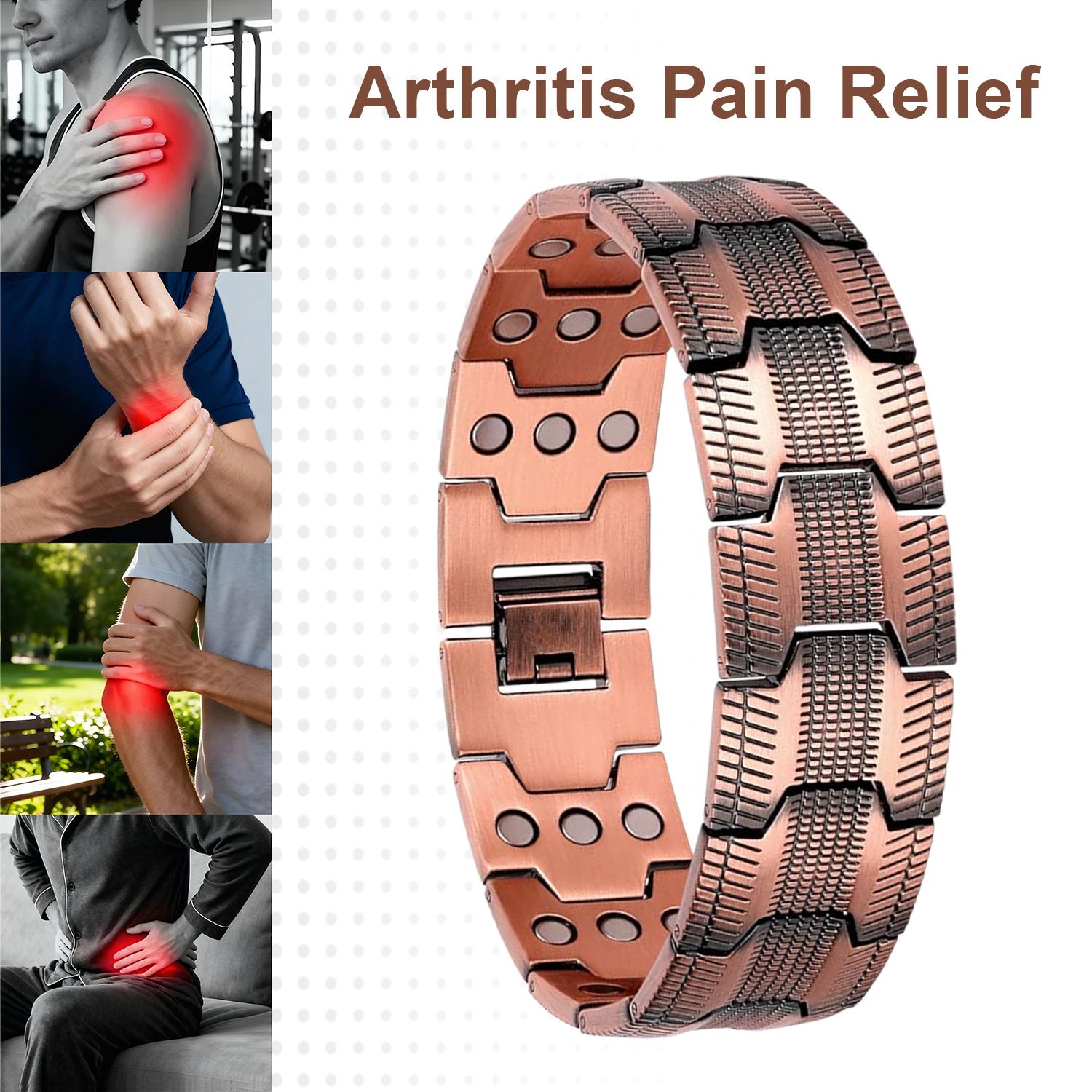 Men's Copper Magnetic Bracelet Triple Strong Magnets, Adjustable Magnetic Therapy Bracelet for Joint Pain Relief & Energy Circulation, Jewelry Gift for Valentine's Day Father's Day