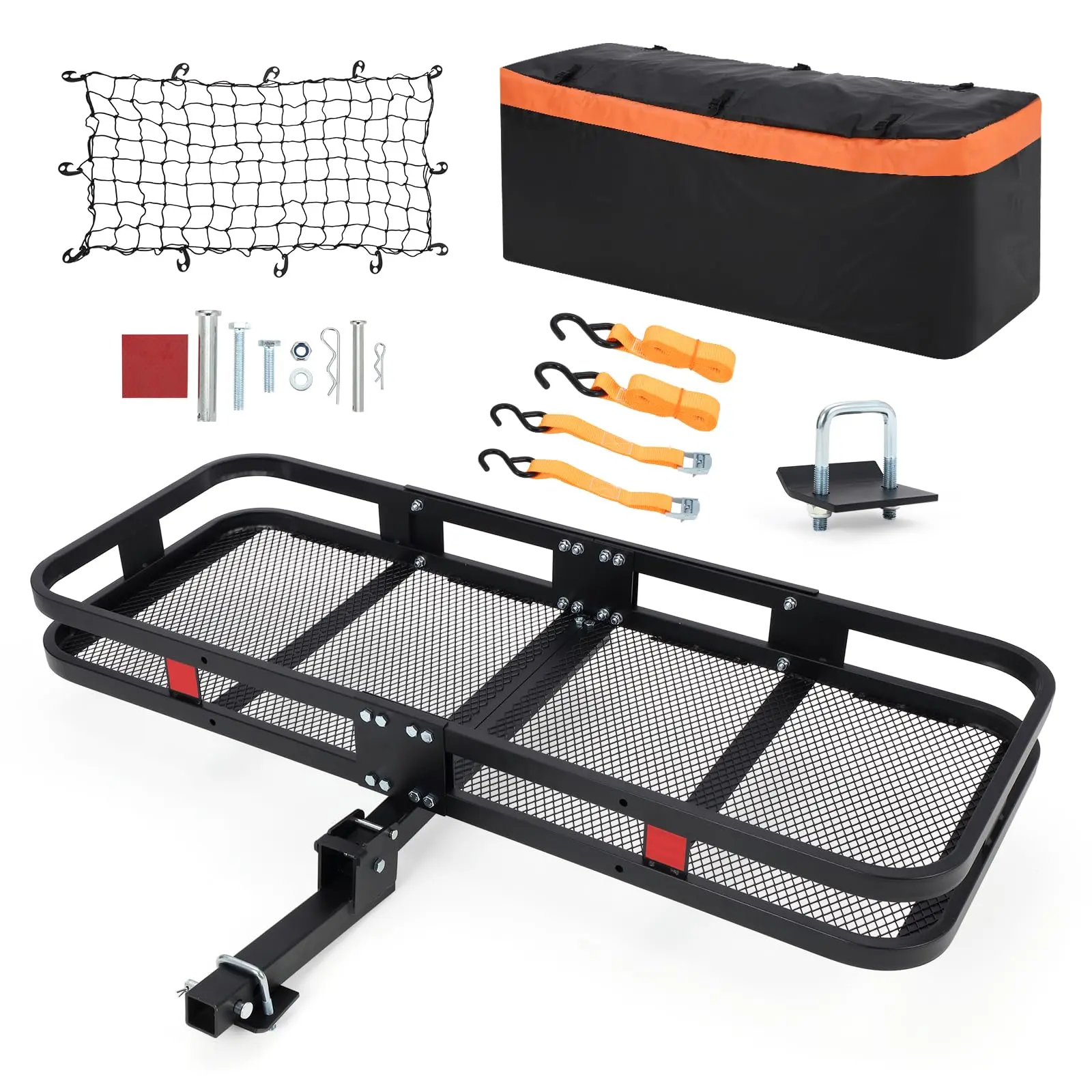 60"x24" Hitch Cargo Carrier with Waterproof Bag – 500 lb Capacity Basket with Security Net & Straps – Fits 2″ Receivers – Heavy‑Duty Rack for SUV, Truck, Van