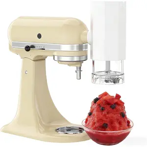 Shaved Ice Attachment for  Stand Mixer - 8 Ice Molds, Fine & Coarse Stainless Steel  - Quick Hawaiian Snow-Style Snow Cone Maker
