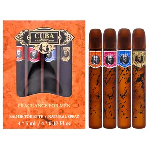 Cuba 4-Pc Mini EDT Set for Men – Gold, Red, Blue & Orange (5ml Each) Cuba 4-Pc Mini EDT Set for Men – Gold, Red, Blue & Orange (5ml Each)