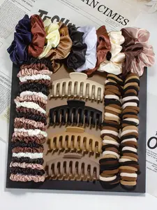117pcs Chocolate Color Hair Accessories Set, Headbands Clips Buns Ties, Multi-Style Combinations, Gift Birthday Party Holiday Dress-Up