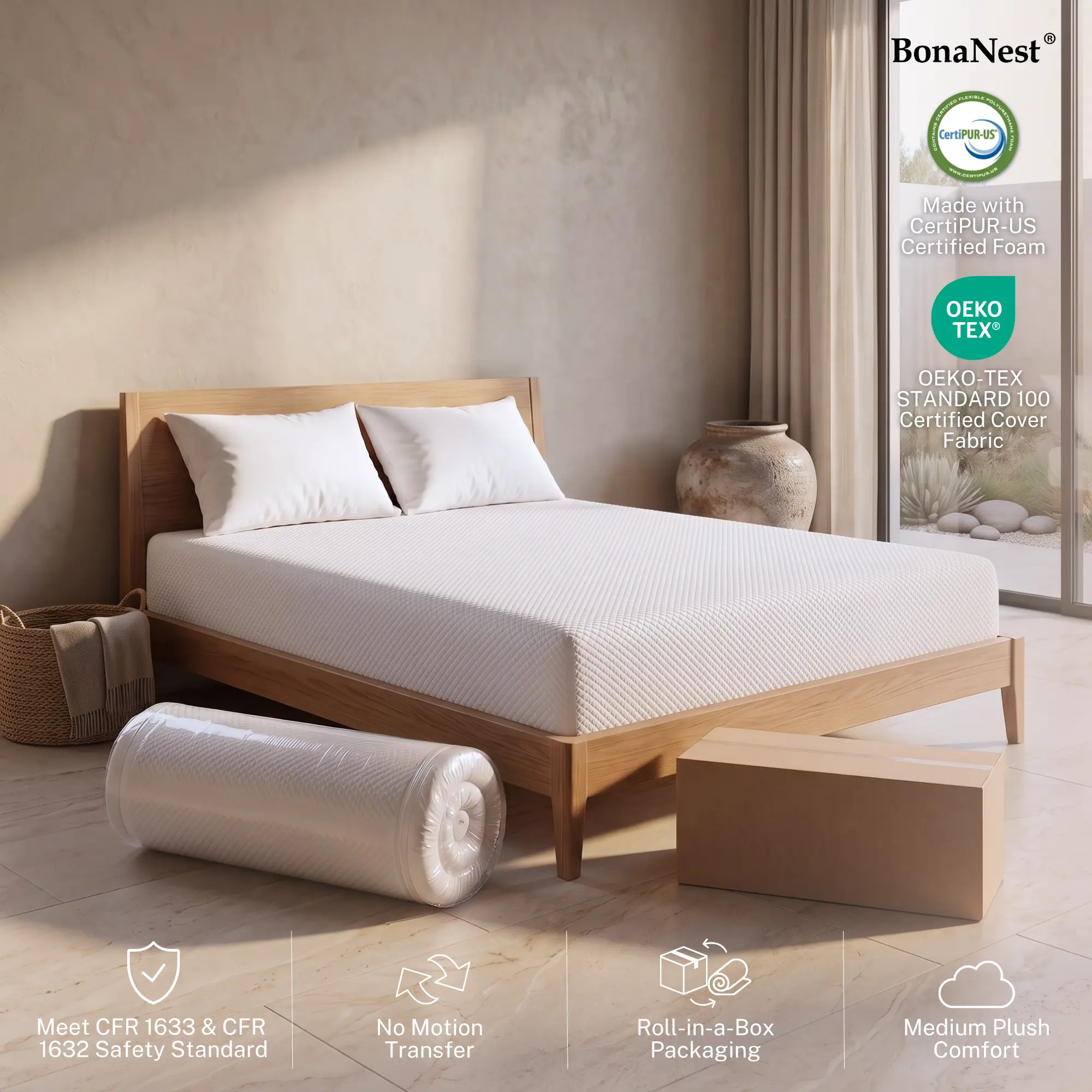 Lunara Gel Memory Foam Mattress, Twin/Full/Queen/King Size, CertiPUR-US Certified, Medium Firm, Cooler Sleep, Soft, Washable, Enhances Circulation Breathability Comfortable Coolness Optimal Relief