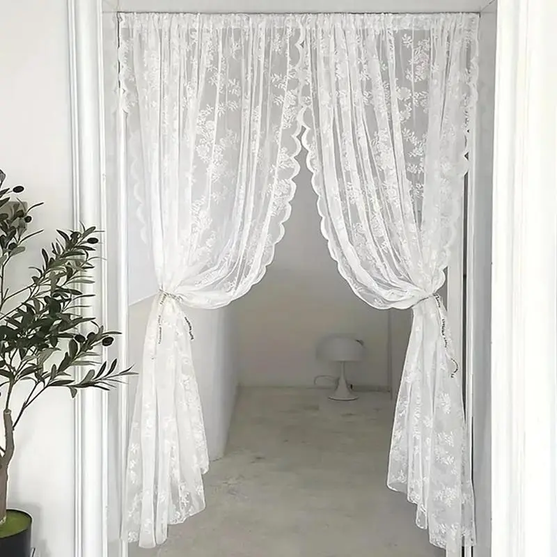 Elegant Lace Curtains 2-Panel Set – Sheer Vintage Floral Window Drapes for Bedroom Living Room, Light Filtering Privacy Home Decor Gift