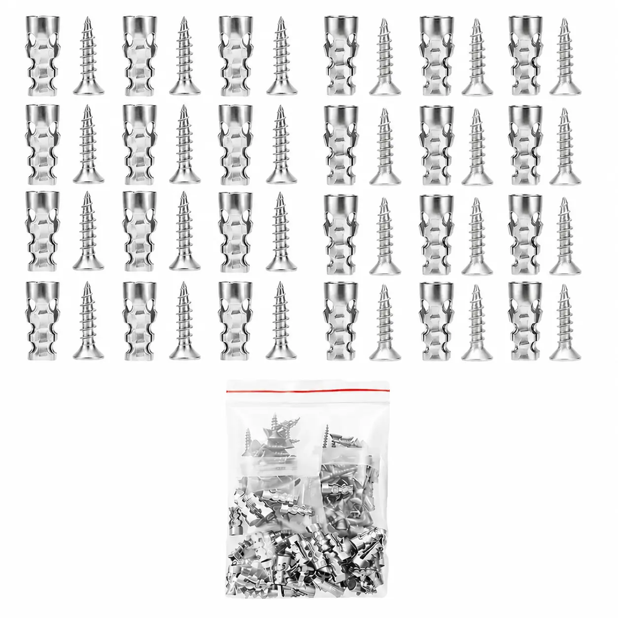 High Strength 6x14mm Hinge Repair Screws & 60-Pack Short Wall Anchors, Stripped Thread Fixer for Cabinet & Tile Mounting, Ideal for Home Users, Father's Day Gift