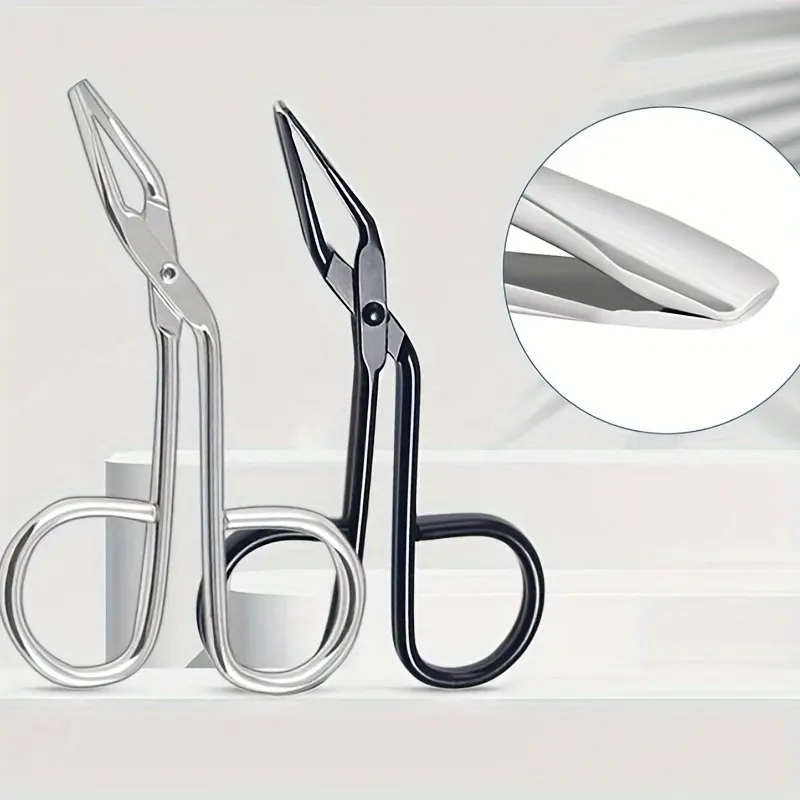 5pcs Curved Eyebrow Tweezers, Scissor-Handle Facial Hair Removal Tool Cosmetic Tool Makeup for Men and Women