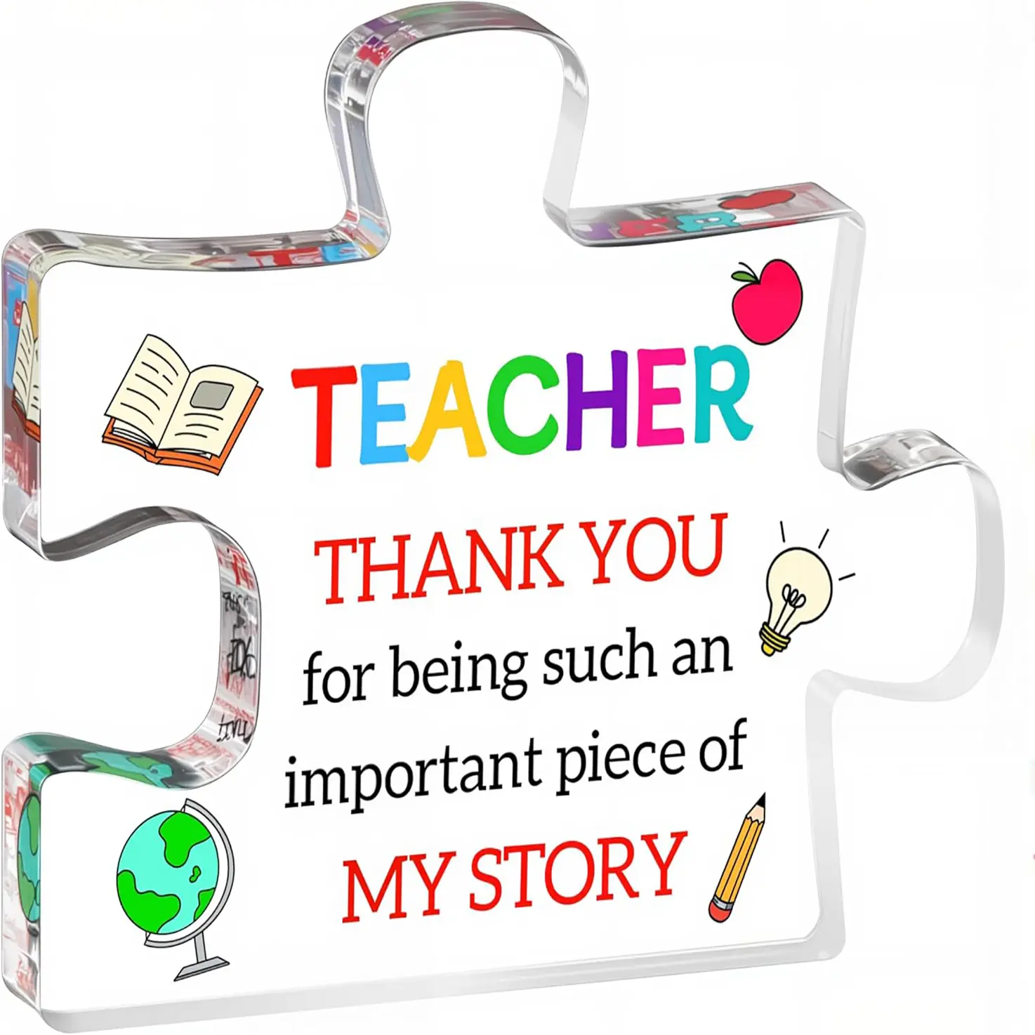 Teacher Gifts - Teacher Christmas Gifts Acrylic Puzzle Plaque, Desk Decor, Gifts for Teachers Women Men, Teacher Appreciation Gift, Thank You Teacher Gift for Christmas Graduation Birthday Thanksgiving Retirement