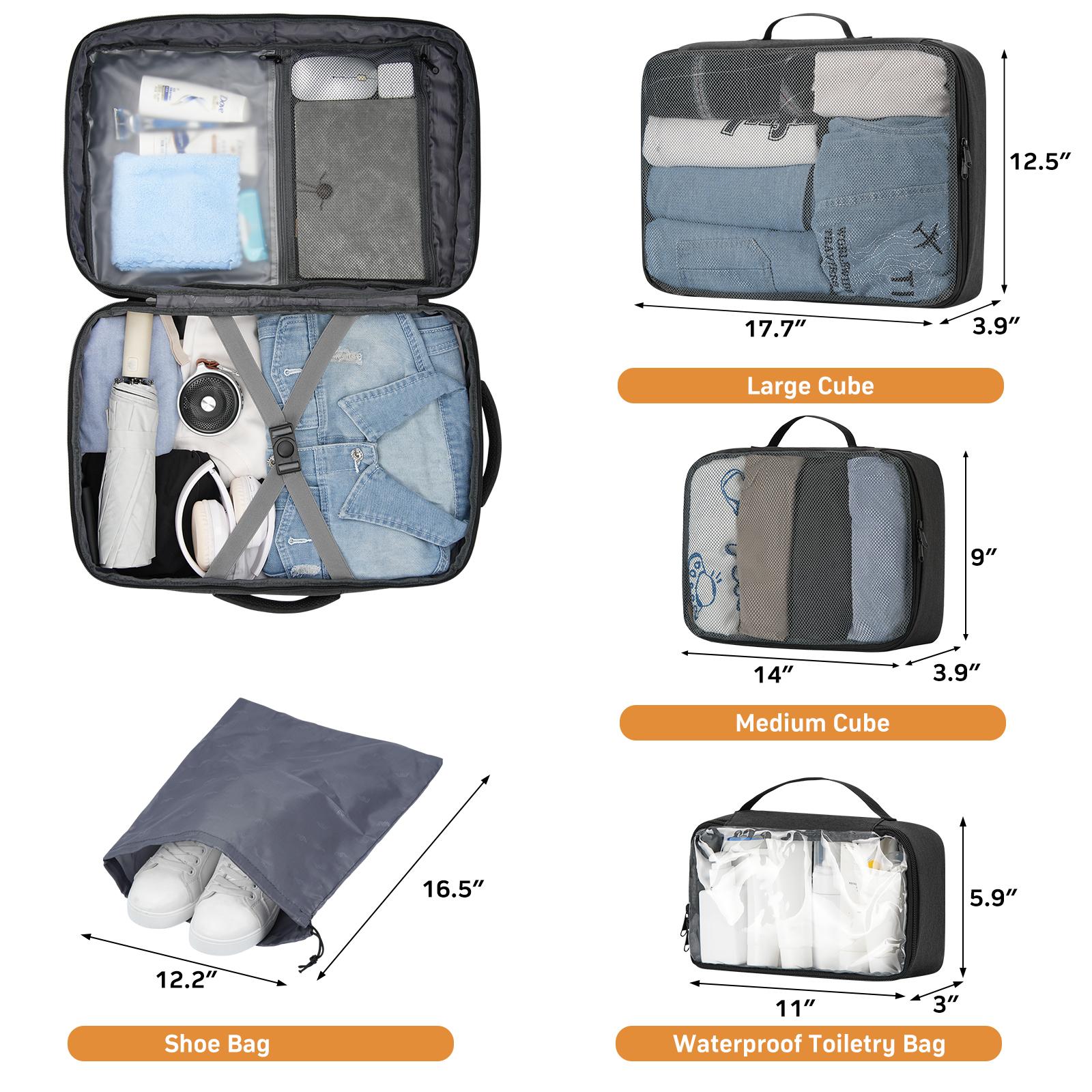 YAMTION 45L Expandable Travel Backpack, TSA Friendly Airline Approved Carry On Backpack with USB Port & Luggage Strap  Water Resistant Business Rucksack with SBS Zippers