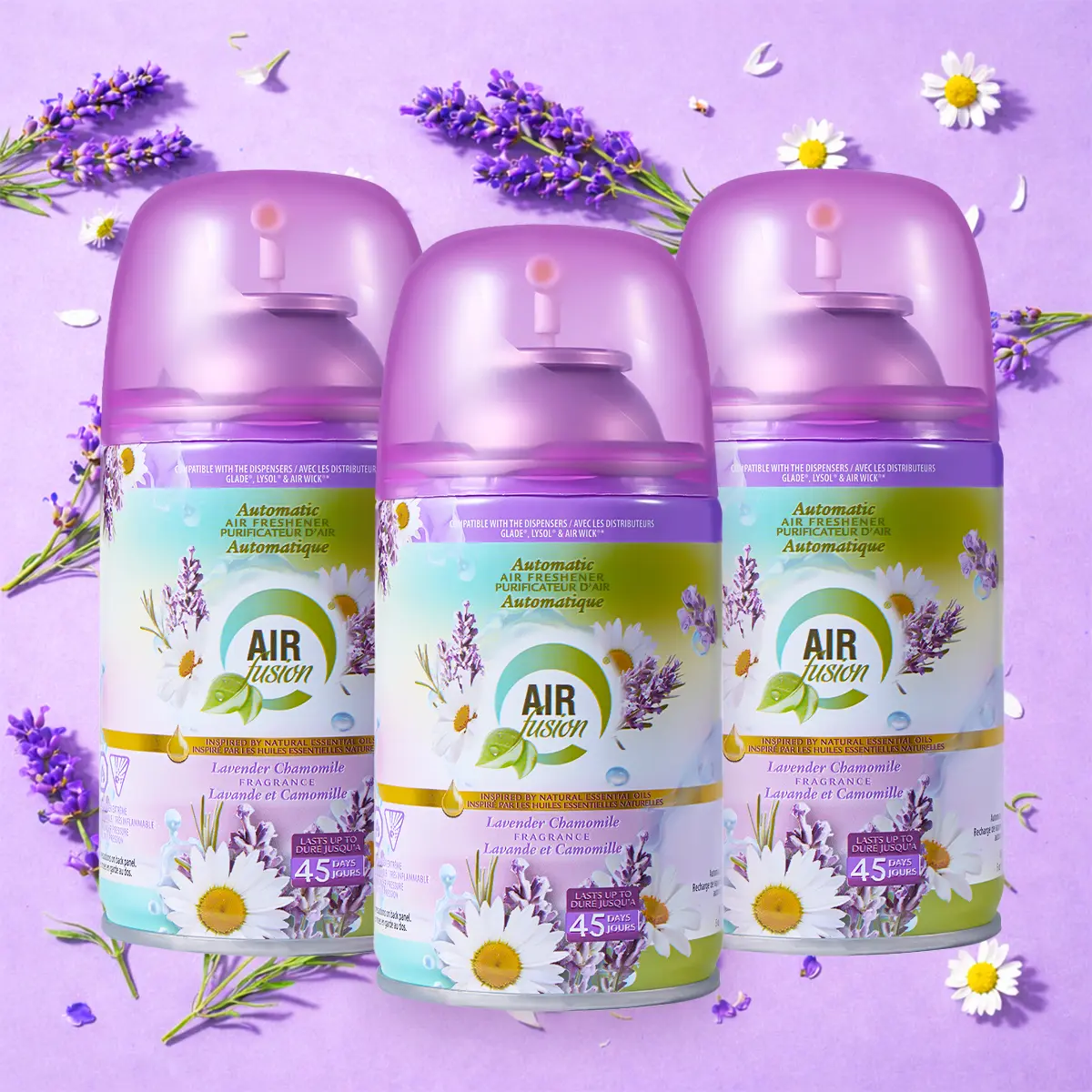Air Fusion 3-Pack Aroma Blend Scented Bathroom Air Freshener Spray, Multiple Scents Odor Eliminator, Hand/Dispenser Compatible, 5oz Daily Use Mist for Home & Office - 0-500 ml Capacity, Fragrance