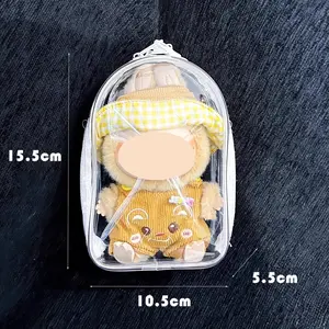 Clear Waterproof Doll Storage Bag with Strap & Hook – Fits 15cm Collectible Figures | Dustproof Crossbody Case