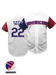 Unisex Dominican Republic #13 Stitched Baseball Jersey, Embroidery Jersey, Short Sleeve V-Neck Button Up Shirt, Breathable Sports Tee, Dominican Fan Apparel for All Seasons (White/Black)