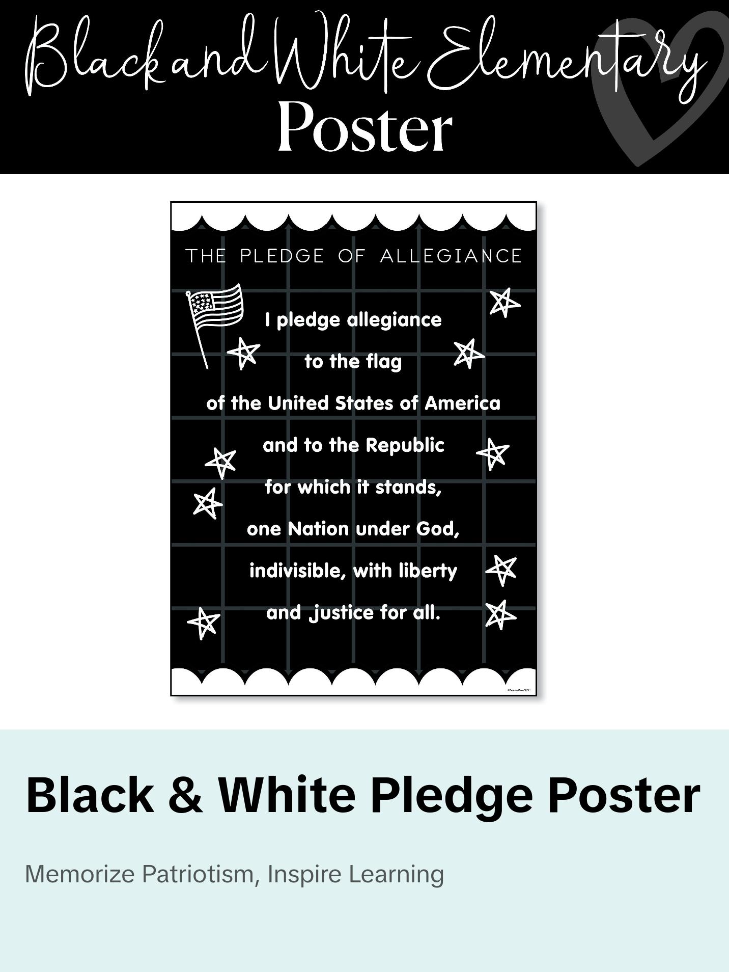 Black and White | Pledge of Allegiance Poster | Playground Press by ...