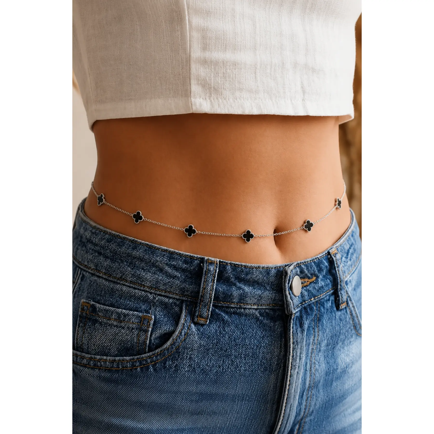 Clover Accent Metal Belt 45"L Clover Accent Metal Belt 45"L