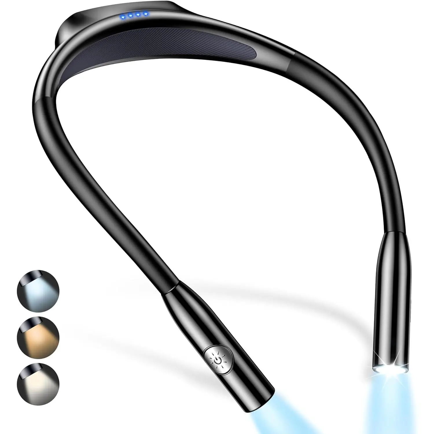 USB-C Eye-Caring LED Reading Book Light - 3 Colors, Dimmable Brightness, Bendable Arms, 80+Hrs Runtime, Round Shape, Lightweight, Versatile, Folded Carry, Hands-Free for Sewing, Outdoor Camping