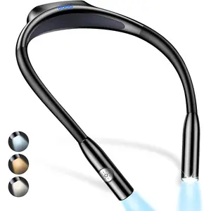 LED  Reading Light,Book Light for Reading in Bed-Eye Caring 3 Colors, Dimmable Brightness, Bendable Arms, 80+Hrs Runtime,  Round Design, Comfortable &Lightweight for Crafting, Knitting