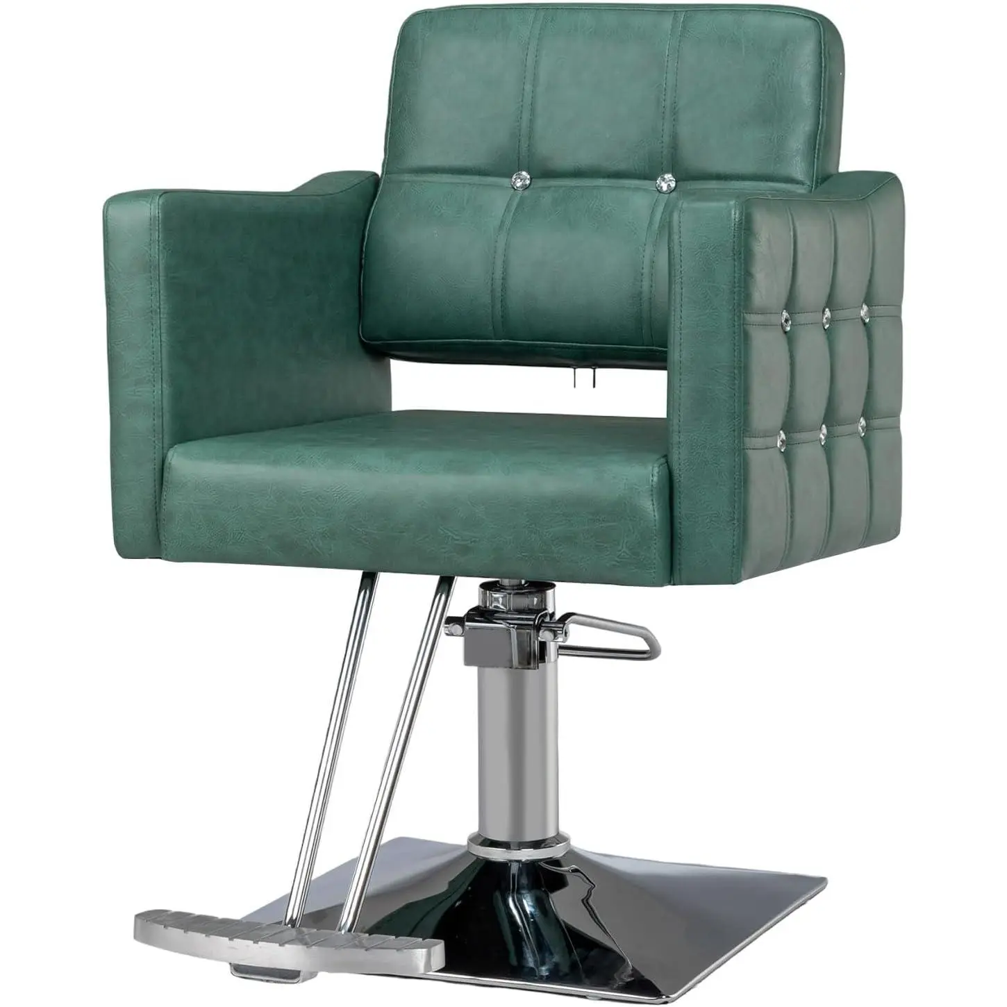 Salon Styling Chair for Hair Stylist Wide Seat, Hydraulic Barber Chair with Aluminium Footrest, Green Hair Salon Chair Heavy Duty, Beauty Spa Cosmetology Shampoo Hairdressing Equipment