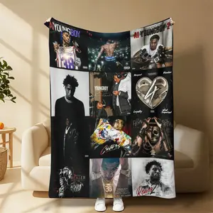 Countdown Sale! Young-boi Blanket Album Cover for Fans Warm Cozy Flannel Blankets Throw Merch Soft Roman Blanket for Home Decor Bed Sofa Living Room blankets Suitable for all four seasons cozy flannel blanket A gift suitable for fans, friends and children