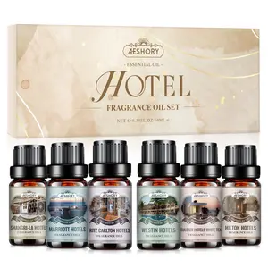 Aeshory Hotel Collection Diffuser Oil Set 6 Essential Oil Blends for Diffuser Candle Soap Making Aroma Perfume Scented Liquid