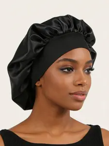 Men's Wide Brim Sleep Hat, Women's Satin Hair Cap, Gentle Care, Soft Comfort, Fashionable Nightcap, Protective Bath Hat