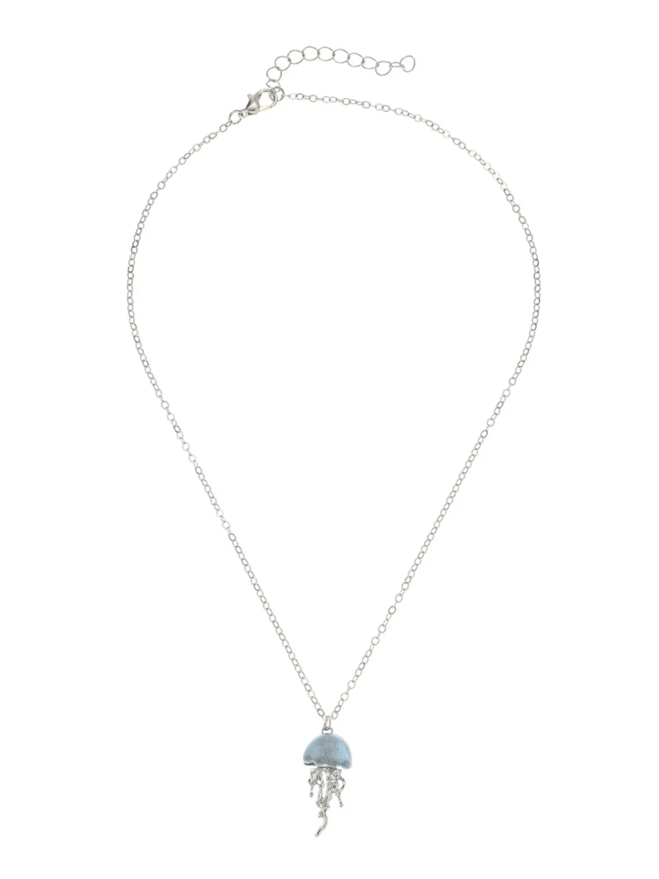 Women's Jellyfish Pendant Necklace Silver-Plated Alloy Light Blue & Silver Tone Necklace Dainty Ocean Style for Daily Wear Beach Vacation