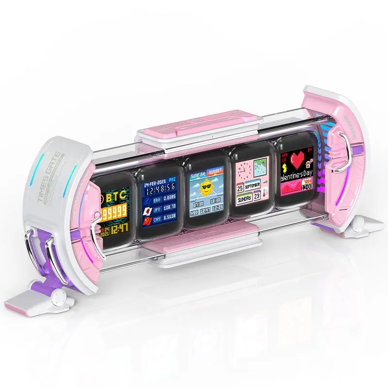 Divoom Times Gate Cyberpunk Digital Alarm Clock - USB Powered, Smart APP Control, WiFi Connectivity, RGB LED Display, Personalized Dashboard, Live Gaming Setup Accessory, Office Decor (Silver) - Gift for Content Creators, Usb Powered Clocks