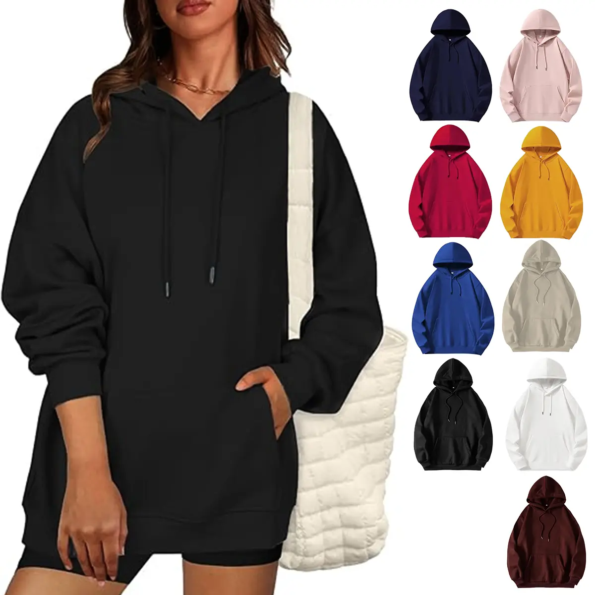 Holafish Trendy Queen Womens Oversized Hoodies Fleece Sweatshirts Fall Fashion 2025 Pullover Sweaters Winter Clothes with Kangaroo Pocket & Long Sleeves for Casual Everyday Wear