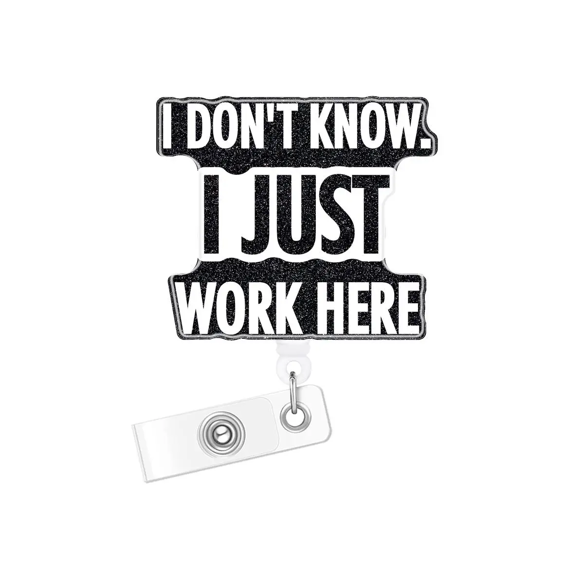 Slogan Graphic Badge Reel, 1 Count Acrylic Bling Retractable Badge Holder for Nurses, Doctors, Students, Workers, Volunteers, Badge Reels Retractable