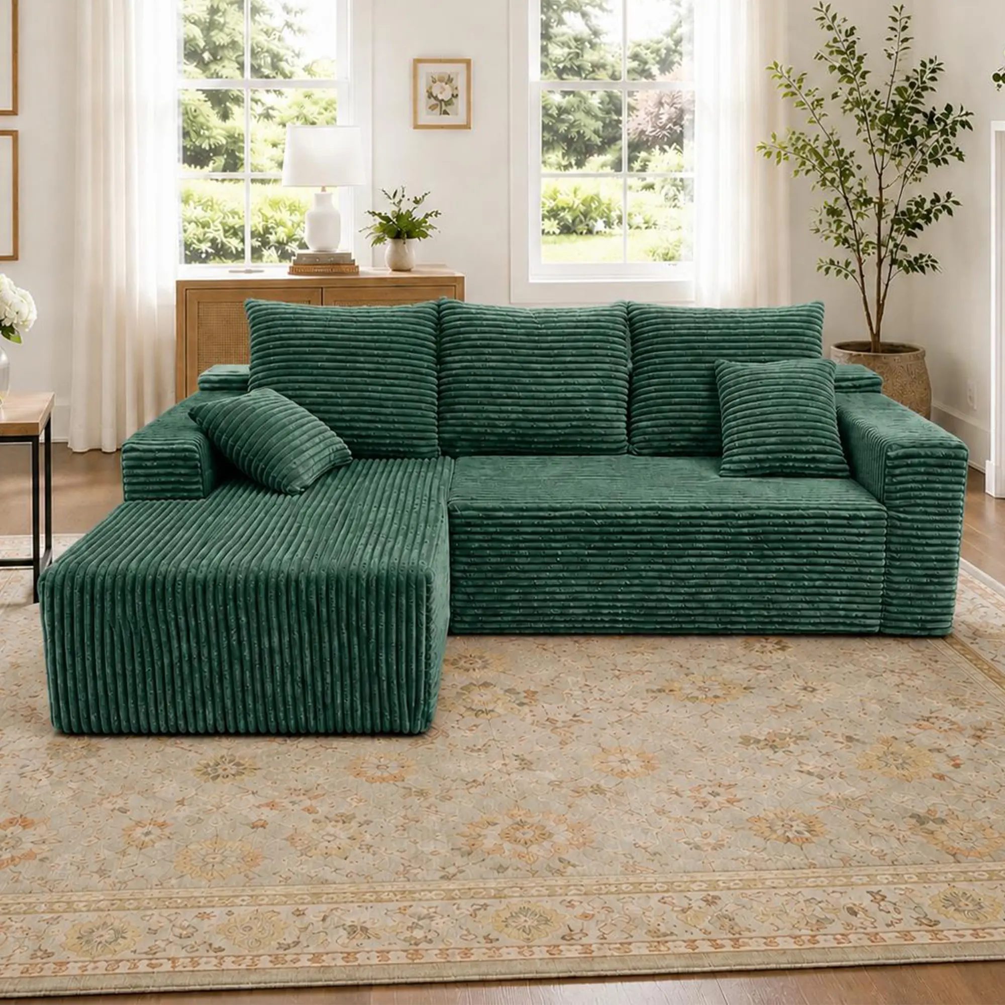 96" L-Shaped Modern Chenille Boneless Sectional Couch sofa Set - No-Assembly Minimalist Upholstered Oversized Comfy Convertible Fluffy Cloud Couch, Furniture for Living Room Unboxing flexible configuration