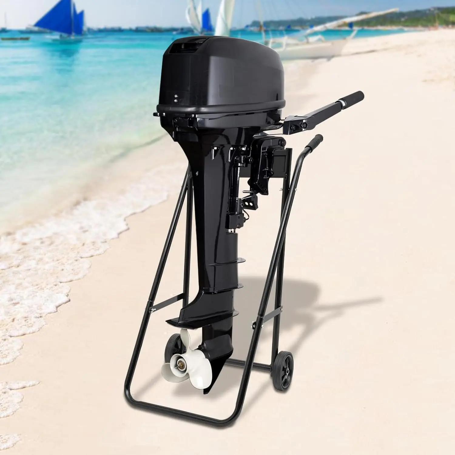 Outboard Boat Motor Cart, Heavy Duty Engine Carrier Transport Dolly, Portable Foldable Outboard Boat Motor Stand, for Long/Short Shaft Motor Motor Repair Maintenance Storage Transport Filter Vehicle Cover