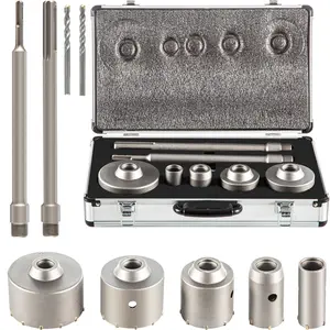 VEVOR Concrete Hole Saw Kit, 1-2/11", 1-3/5", 2-9/16", 3-5/32", 3-15/16" Drill Bit Set SDS Plus & SDS MAX Shank Wall Hole Cutter w/a 4-1/3" Connecting Rod for Concrete, Cement, Stone Wall, Masonry