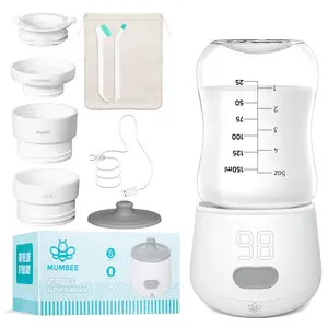 Mumbee Portable Bottle Warmer for Travel with Fast 4 Heat Settings & Burn Protection, Leak-Proof & Safe Rechargeable Baby Bottle Warmer for Breastmilk, Formula or Water, 9000mAh Battery, External Sensor, Auto-Shut-Off, BPA-Free, Cordless Design