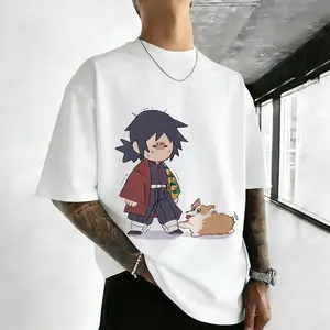 Unisex T-shirt  Demon Hot Anime Slayer Tomioka Giyuu 2026 Summer Harajuku Anime Printed Round Neck Loose Casual Parent Child Short Sleeve UMG