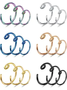 18Pcs 20G Titanium Fake Nose Ring Hoop for Women Men Hypoallergenic C-Shaped Faux Septum Nose Lip Ring Cartilage Helix Conch Tragus Daith Clip On Earrings Hoop Ring 6/8/10mm