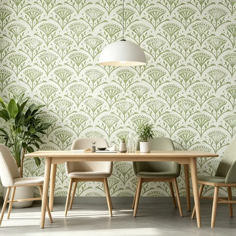 Peel & Stick Boho Floral Wallpaper - 1PC Sage Green Botanical Print, Removable Bohemian Wall Decor for Living Room & Dining Room, No Residue, Easy Install #PeelAndStickWallpaper #BohoWallpaper #BotanicalDecor