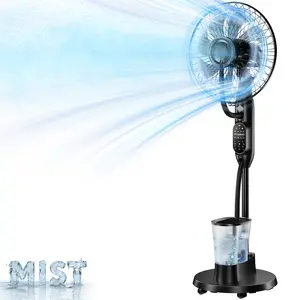 Mister Cooling Fan, 5 Speeds 3 Modes Misting Standing Fan, 2.6L Large Water Tank Floor Fan with Remote for Home, Bedroom, Patio, Outdoor