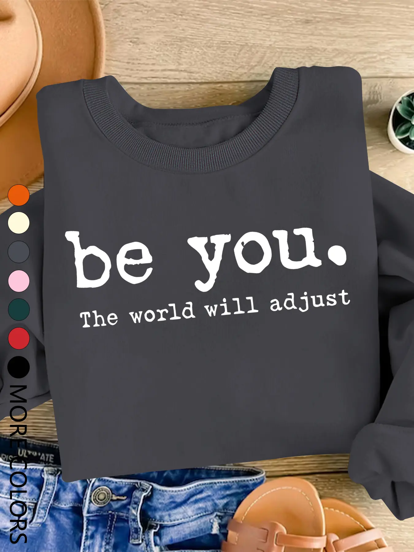 Women's Casual Letter Print Long Sleeve Sweatshirt Tops, Fitted Woven Fabric, Breathable Comfort, Fall & Winter Fashion, Everyday Daily Wear, Womenswear, Grey