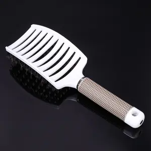 DWY C-Curved Boar Bristle HairBrush Professional Detangling Head Massage Comb Hairdressing Styling Comb Haircare Heatless