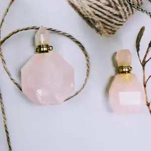 Rose Quartz Necklace – Heart Chakra Pendant with Essential Oil Diffuser