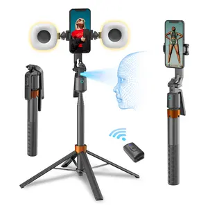 Auto Face Tracking Tripod for iPhone,70" Phone Tripod Stand with Light and Gesture Control,Selfie Stick for iPhone to Video Recording&TikTok Live Streaming&Content Creator