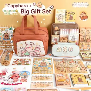 New Capybara Theme Stationery Gift Set, Includes Notebook, Soft Grip Pen, Pencil Case & Accessories, Perfect for Students & Animal Lovers Journal Kit Set